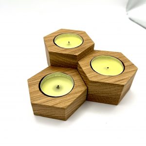 Solid Oak Hexagon Tea Light Holders