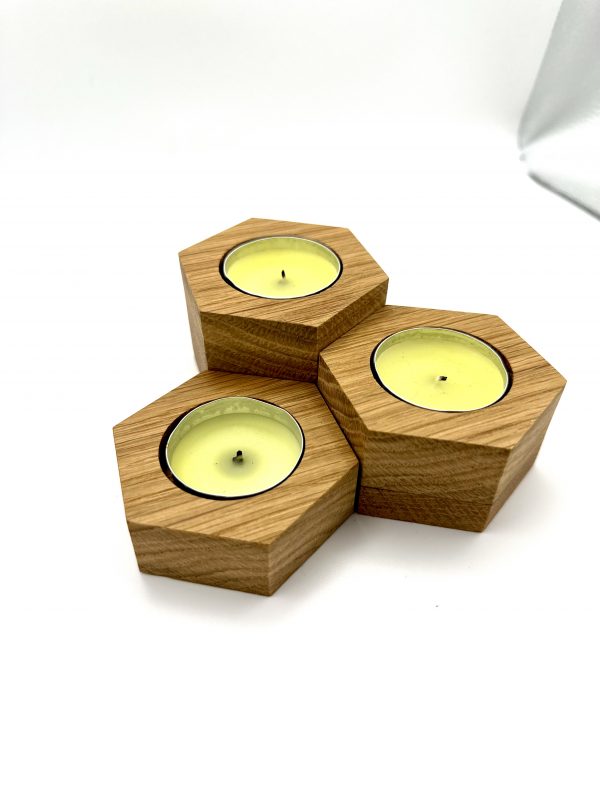 Solid Oak Hexagon Tea Light Holders